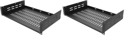 2U 19-Inch Universal Vented Rack Mount Cantilever Server Rack Shelf-12 Inch Deep-Disassembled Black (2U12InD) (Pack of 2) - size: 2U12InD (Pack of 2)