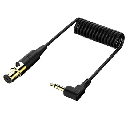 3.5mm to Mini XLR Coiled Cable | 1/8" TRS Plug Right Angle to 4-pin Mini XLR(TA4F) Female Headphones Audio Sprial Coiled Cable