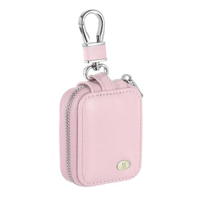 HARFINGTON Earbuds Cases, Earphone Case Holder, PU Leather Ear Buds Case Zipper Organizer Small with Mesh Pocket for USB Cable, Wireless Wired Earphones, Pink - color: Pink