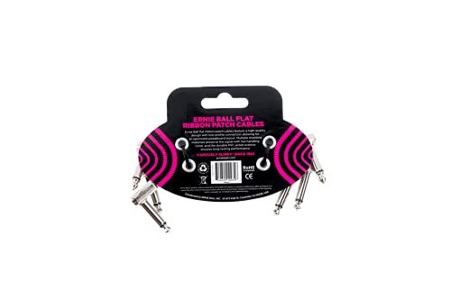 Ernie Ball Flat Ribbon Patch Cable 3-Pack, 3in, White (P06384) - color: White, size: 3 Inch, style: 3-Pack