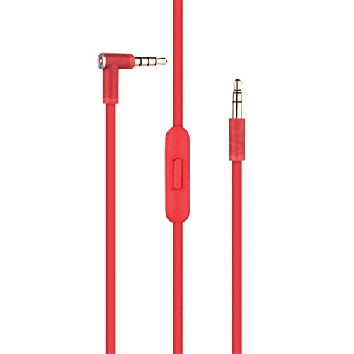 Solo 3 Headphone 3.5mm to 3.5mm Audio Cable Cord line with Upgraded Microphone Compatible with Beats by Dre Headphone Solo/Studio/Pro/Detox/Mixr/Executive/Pill HD Sound Quality (Red) - color: Red