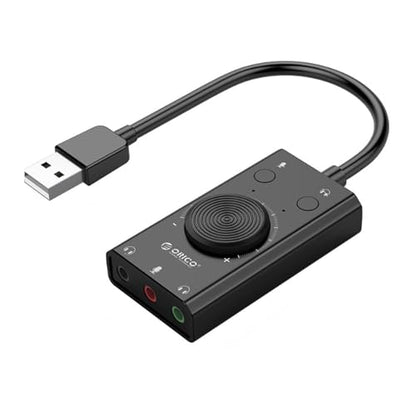 Docooler External Sound Card, USB Audio Adapter External Stereo Sound Card with Microphone Jack & 3.5mm Headphone, Sound Card with Volume Control, USB Multifunction Drive for PC, Laptop - Black