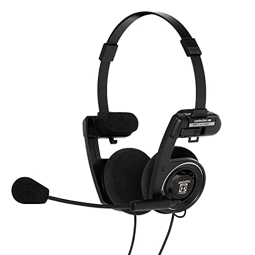 Koss Porta Pro Communication Headset, Black, Microphone, Wired TRRS Plug | Electret Microphone with Flexible Handsfree Design, Foldable, B2B, Telehealth, Education, Call Centers, Gaming