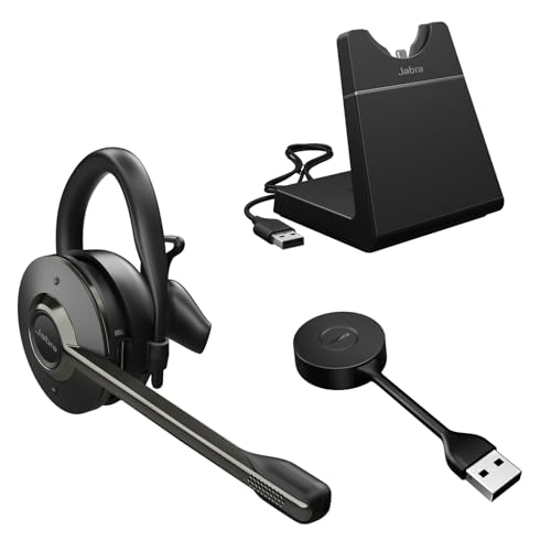Jabra Engage 55 SE (Second Edition) Convertible Wireless Headset w/Charging Stand and Link 400 USB-A DECT Adapter – Works with All UC Platforms Like Google Meet & Zoom, Black - size: USB-A Adapter, style: All Platforms
