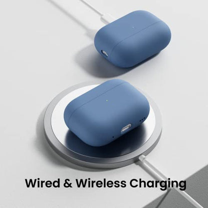 ORNARTO Compatible with AirPods Pro 2 Case 2022, Full Protective Hybrid Silicone for AirPods Pro 2nd Generation Case, Front LED Visible Skin Cover-Blue | Hybrid Silicone Rubber, Front LED Visible, Wireless Charging, Skin-Friendly Soft Touch, Anti-Scratch,