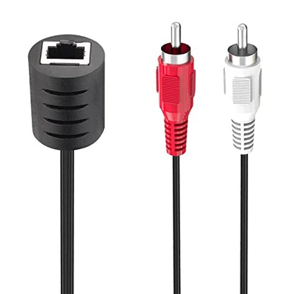 Stereo DC3.5mm Stereo and RCA Red White Audio Signal Balun Over Cat5/6 Cable - size: 8 inches
