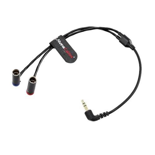 Alvin's Cables 3.5mm TRS to Dual TA3M Y Splitter Cable, 1/8’’ TRS to 2 Low Profile Mini XLR 3 Pin Male Breakout Audio Cable for RØDE Wireless GO II, for Canon C70 Camera, 45cm|18inches