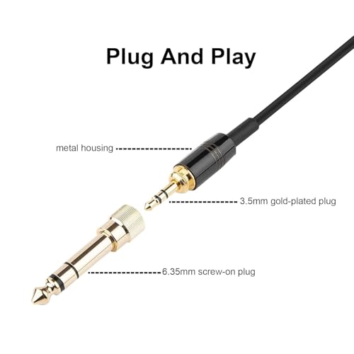Replacement Audio Cable Compatible With Beyerdynamic DT 1990 Pro, DT 1770 Pro, DT 990 Pro, DT 990 Pro X, DT 770 Pro, DT 770 Pro X Headphone, for AKG Q701, Q702, with 6.35mm Adapter (4.6 FT-13.4 FT)