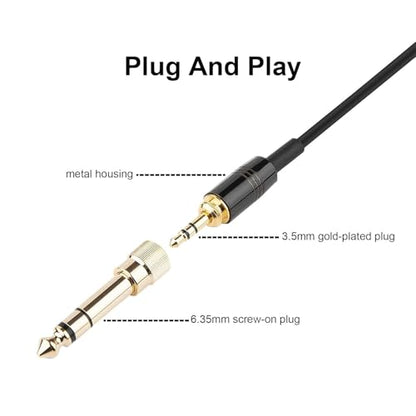 Replacement Audio Cable Compatible With Beyerdynamic DT 1990 Pro, DT 1770 Pro, DT 990 Pro, DT 990 Pro X, DT 770 Pro, DT 770 Pro X Headphone, for AKG Q701, Q702, with 6.35mm Adapter (4.6 FT-13.4 FT)