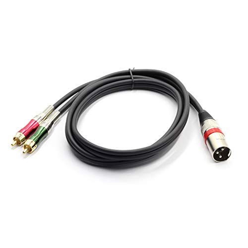 XLR Male to 2 x Phono RCA Plug Adapter Y Splitter Patch Cable, 1 XLR 3 Pin to Dual RCA Plug Stereo Audio Cable Connector(1.5 Meters) - color: 1.5m (1XLR-2RCA)