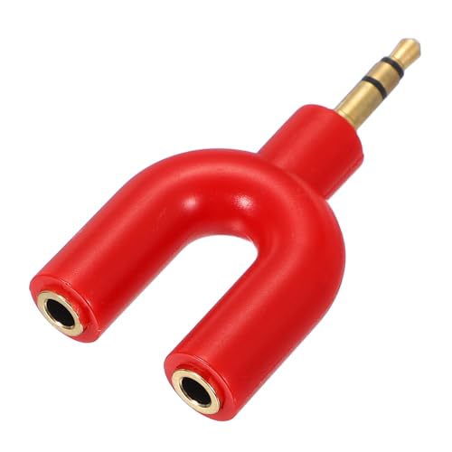 MECCANIXITY Headphone Splitter Adapter, 3.5mm Male to Dual Female Y Jack Aux Splitter for Phone Headset PS4 Switch Tablets, Red - color: Red