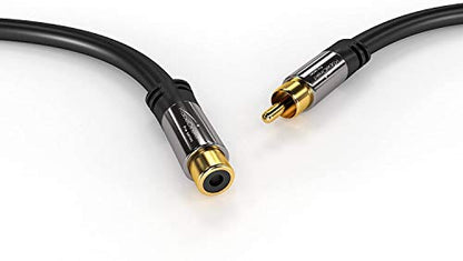 KabelDirekt – RCA Extension Cable – 20ft | Subwoofer/audio cable, RCA male to female, ideal for amplifier/HiFi, analog & digital - size: 20 Feet