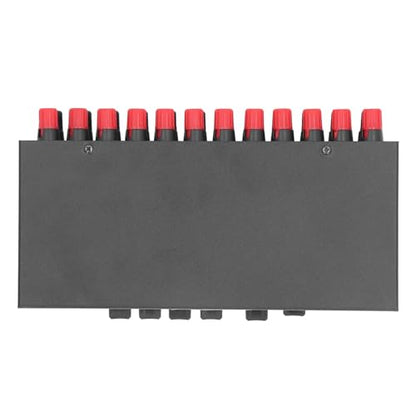 Passive Selector Switch 4 Amplifier in 2 Speaker Out Audio Selector Box, Manual Button Switch for Stereo System, 300W per Channel, Aluminum Alloy Housing with Banana Plug