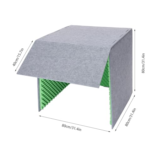 Desktop Soundproof Cover, 80x80cm Portable Vocal Isolation Booth with Acoustic Foam, Microphone Isolation Booth Cube, Noise Reducing Shield for Microphone, Streaming, and Office Privacy (Green) - color: Green
