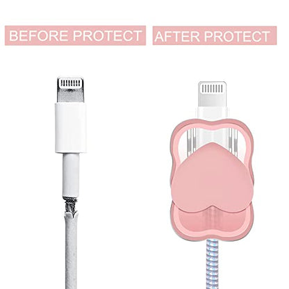 ZOSTLAND 5 in 1 DIY 18W 20W Heart Shape Protector Data Cable USB Charger Line Earphone Wire Saver Organizer Compatible with iPhone 11 12 13 14 15 Pro Max - color: Love Pink