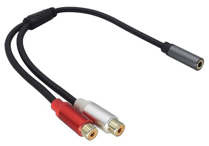 2 RCA Female Head to 3.5mm 1/8 Female Head Dual Shielded Red and White Cable Stereo Audio Auxiliary Y Splitter Adapter Sound Frequency Cable,Used for Speaker MP3 TV Phone,Etc(30 CM)