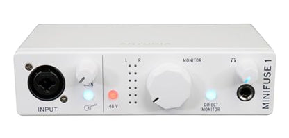 Arturia MiniFuse 1 White Bundle: Portable USB-C Audio Recording Interface with Software, RMC-XLR Dynamic Metal Handheld Wired XLR Microphone with Cables, 2-items