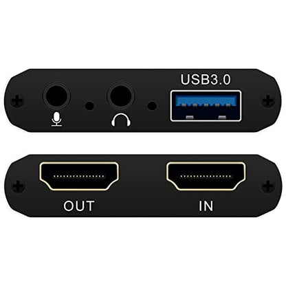 4K Audio Video Capture Card, Recording Card with Microphone HDMI Loop-Out，HDMI to 1080P USB 3.0 for Gaming Streaming TV Recorder, Live Streaming Broadcasting