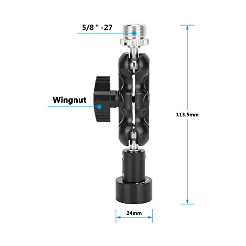 CAMVATE Mini Ball Head Microphone Mount with 5/8"-27 Male & Female Adapter