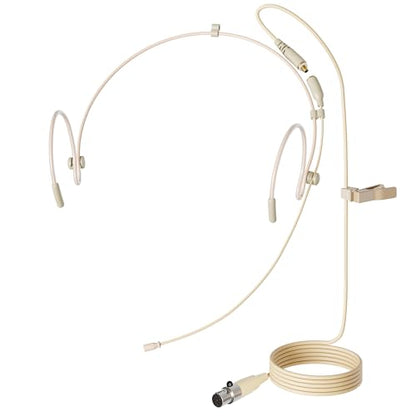 J K Pro Earhook Headset Headworn Microphone MIC-J 071S Compatible with Shure Wireless System - Mini XLR TA4F Detachable Cable