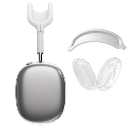 Case Ear Cover for AirPods Max Headphones(USB-C/Lightning)(2024/2020), 2 Set of Headband Cover and Clear Soft TPU Ear Cups Sheel,Scratch Resistant and Condensation Resistant - color: A2-White