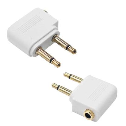4Pcs Dual 3.5mm Male to 3.5mm Female Airplane Headphone Adapter, Flight Audio Connector for Wired Headphones and Bluetooth Transmitters(White) - color: White