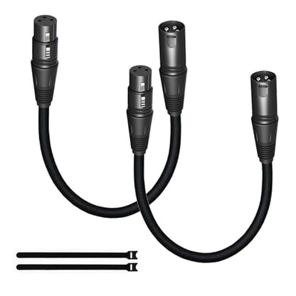 Short XLR Cables 1.6FT 2 Pack,XLR Male to Female Balanced Microphone Cord 3 pin, OFC Shielded 1 Foot Mic Cable - size: 1.6Feet