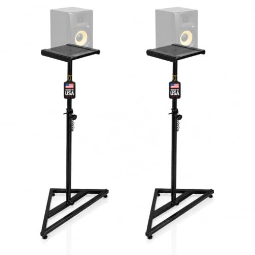 Speaker Stand Pair, Height Adjustable 31"–46" Floor Speaker Stands, Black