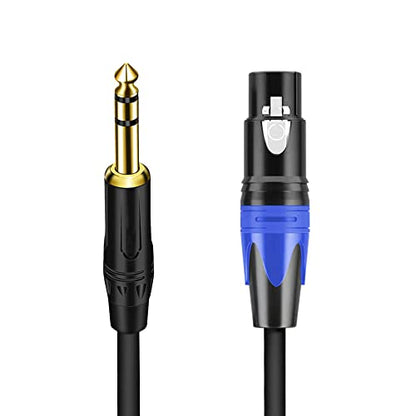 1/4 to XLR Cable, 1/4 Inch (6.35mm) TRS to XLR Female Stereo Audio Balanced Interconnect Cable Cord Gold Plated Plug Compatible with Microphone, Mixer, Speakers, DJ, Guitar - 6.6Feet - color: 6.6 feet