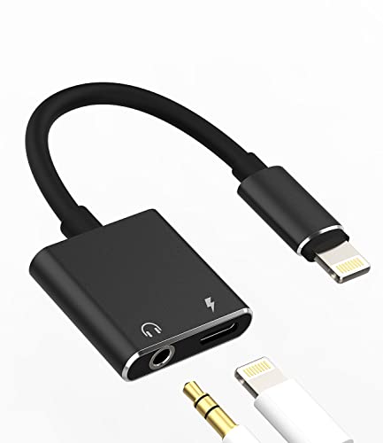 Iphone Headphone AUX Jack Adapter Audio Cable Lightning to 3.5mm Splitter 2in1 Dongle Earbud Charger Cord Adaptador Para MFI Certified Compatible for 13 12 11Pro Max Mini 7 8Plus X Xr Xs Se Ipad