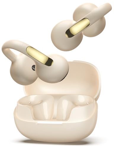 Open Ear Earbuds, Wireless Bluetooth 6.0 Clip-on Earbuds, 50H Playtime, Comfortable Snug Fit, Chic Tech Accessories & Gifts for Women & Kids, White
