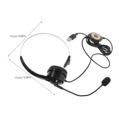 LABRIMP USB Computer Earphone with Microphone Noise Cancelling Gaming Headset Comfortable Single Ear Courses Skype Chats and Call Centers