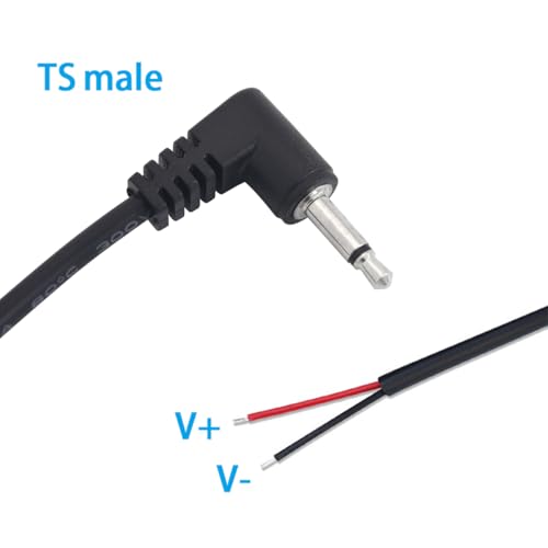 10PCS 3.5mm 1/8" TS Mono Right Angle Male Plug to 2Wire Pigtail Cable | 25cm Length，TS 2Pole，for Headphone Headset Earphone DIY Repair Replacement - style: 3.5mm TS Mono Right Angle Male