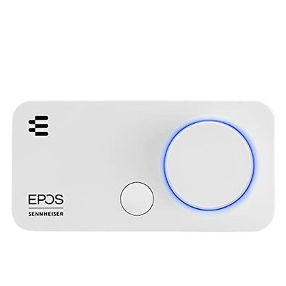 EPOS GSX 300 - External Computer Sound Card - High-Resolution Stereo & 7.1 Surround Sound - LED Volume Dial; Customizable Smart Button - Windows 10 Synchronized - Snow Edition - color: White