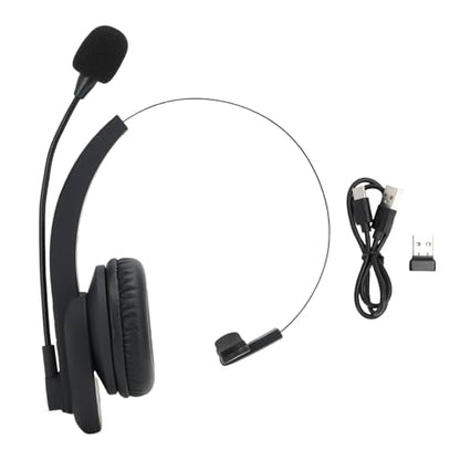 AMONIDA Trucker Bluetooth Headset, Single Ear Wireless Headphone with Noise Cancelling Microphone, USB Dongle Mute Key Headset, 50Hrs Talk Time for Truck Drivers