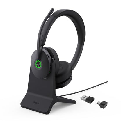 Yealink BH74 with Stand ANC Wireless Headset with Microphone for PC, Bluetooth Headset Noise Cancelling with 6 AI Mic, 32H Talk Time&Mute Button, Microsoft Teams Premium Open Office Certified for Work - color: Black (Teams), style: BH74 + stand