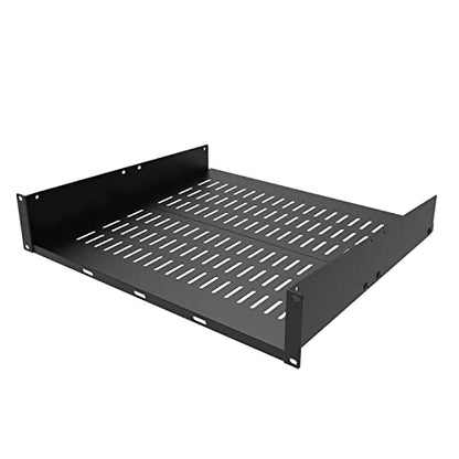 2U 16" Server Rack Shelf for 19-inch Network Rack or Cabinet | Universal Vented Rack Mount Cantilever Tray -16 Inch Deep for Server, IT & Sound Equipment Black (2U16InD) - size: 2U16InD