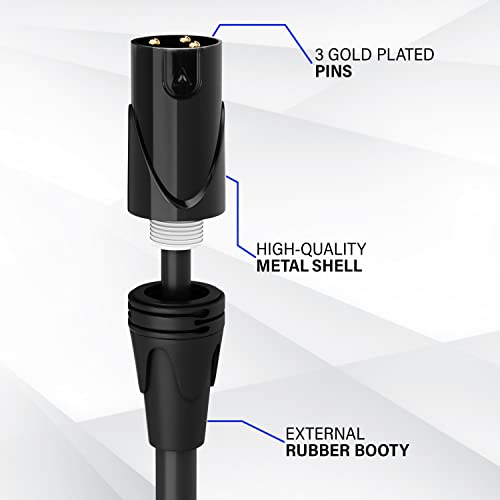 LyxPro 1.5 ft XLR Mic Cable, Male to Right-Angle Female, Black - color: Black, size: 1.5 Feet Angled Female