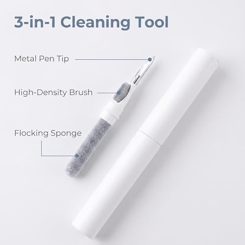 1pc Cleaner Kit for Earbuds, Multi-Function Cleaning Tool with Brush Flocking Sponge for Wireless Earphones Bluetooth Headphones Case Camera and Phone(White) - color: White