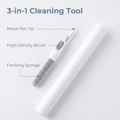 1pc Cleaner Kit for Earbuds, Multi-Function Cleaning Tool with Brush Flocking Sponge for Wireless Earphones Bluetooth Headphones Case Camera and Phone(White) - color: White