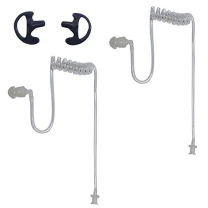 Clear Acoustic Tube with Fins Earmold for Motorola Kenwood Two-Way Radio | 2 Pack Replacement Coil Tube, Police Walkie Talkie Earpiece Accessory - color: Transparent-Oval