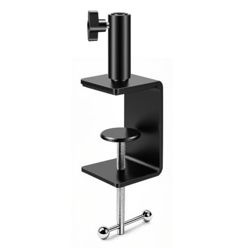 KBG-47 Metal Mic Desk Clamp, 12mm Socket, 5/8-27 and 3/8-16 Threads | Microphone Table Clamp, 12mm Mounting Socket, Dual Thread Connector, Gooseneck and Scissor Arm Desk Base - size: KBG-47 Desk Clamp