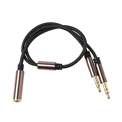 3.5mm Jack Microphone Audio Headset Splitter Cable Nylon-Braided,2 Male Audio/Mic to 4 Pole Combo Female AUX Adapter Computer(1.0M) - size: 1.0M