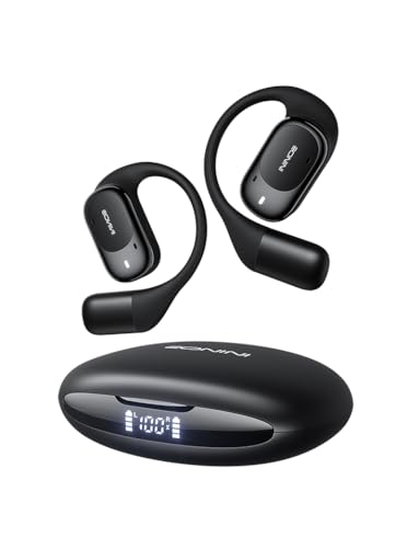 Eonini Open-Ear Earbuds with Earhooks, LED Display Case, Lightweight & Secure Fit, All-Day Comfort, Stay-Aware Design, Clear Calls, 40H Playtime, IPX5 Waterproof Bluetooth 5.3 for Running, Gym - color: Black
