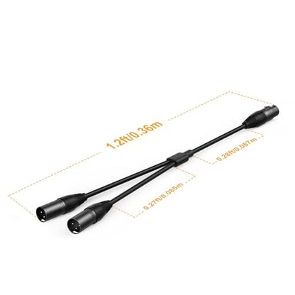 Balanced XLR Splitter Dual XLR Male to 1XLR Female XLR Y-Split Patch Cable | 2XLR to 1XLR 3Pin Microphone Splitter for Studio Preamp,Equzalizer, speaker, Patch Bay, Studio Harmonizer, 1-feet - size: 1 Female XLR to 2 Male XLR, style: 1 Pack