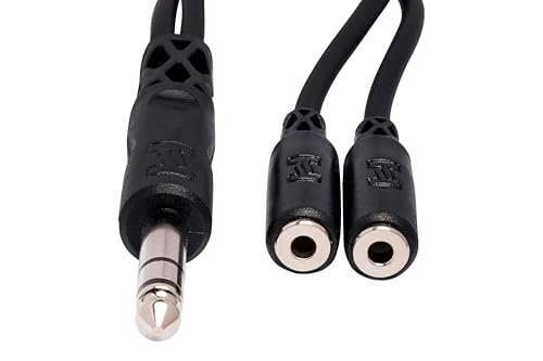 Hosa YMP-234 1/4 Inch TRS to Dual 3.5 mm TRSF Y-Cable | 1/4" TRS to dual 3.5mm TRS Y-cable for smartphones, laptops and headphones