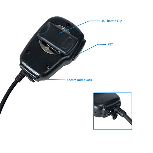 Caroo Handheld Speaker Mic 1 Pin 2.5mm Shoulder Microphone with Reinforced Cable Compatible with Cobra Walkie Talkie Two Way Radio Accessories