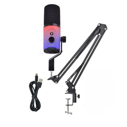 USB/XLR Dual-Mode Desktop Microphone, RGB Lighting, 3.5mm Monitoring Jack, Professional Live Broadcast (Microphone + Boom Arm Stand) - style: Microphone + Boom Arm Stand