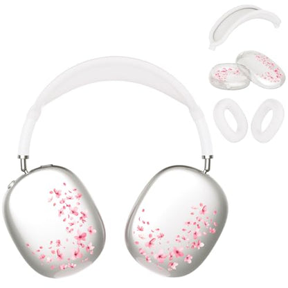 Headphone Cover for AirPods Max, Girly Cute Clear Ear Cups Covers, Silicone Ear Pad Case Headband Cover for Apple AirPods Max (2024/2020), Sakura - color: Sakura-Clear