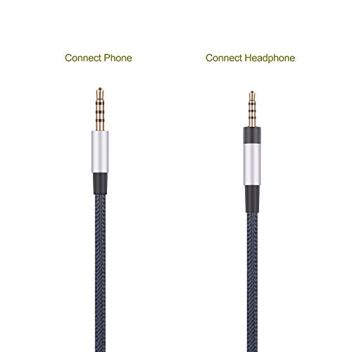 Audio Replacement Cable with in-Line Mic Remote Volume Control Compatible with Sennheiser PXC550, PXC480 Headphones, Audio Cord Compatible with Samsung Galaxy Huawei Android - color: Grey-Android-3.5mm